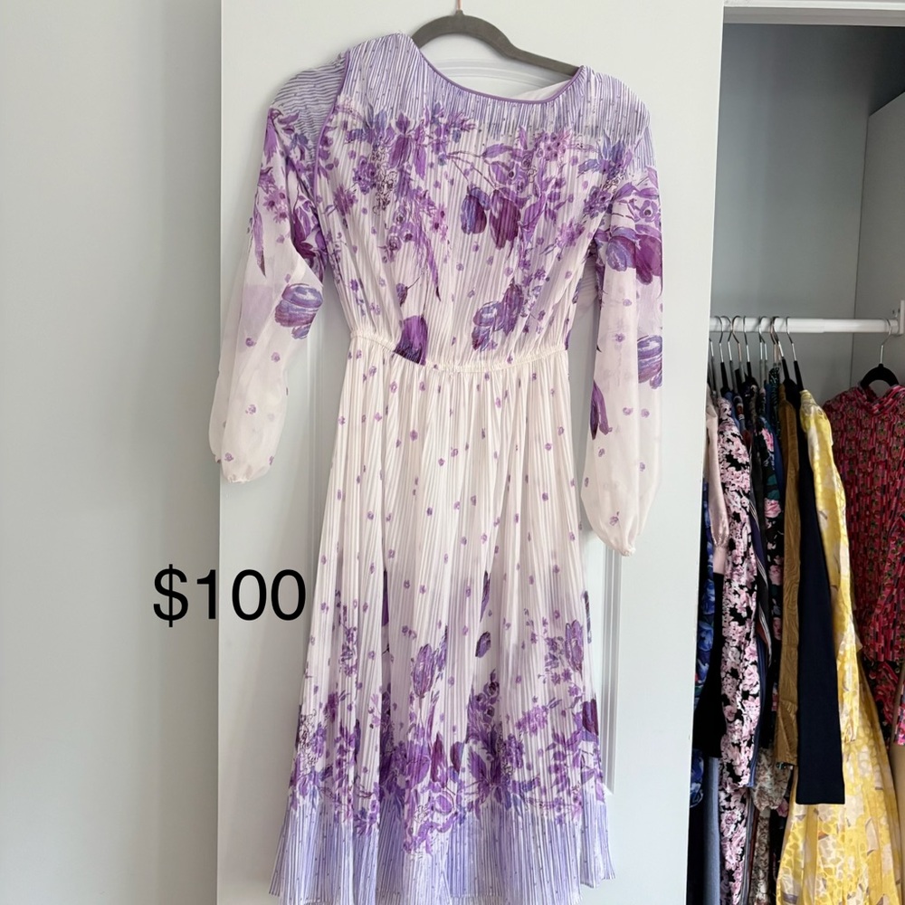 Floral Purple and White Dress